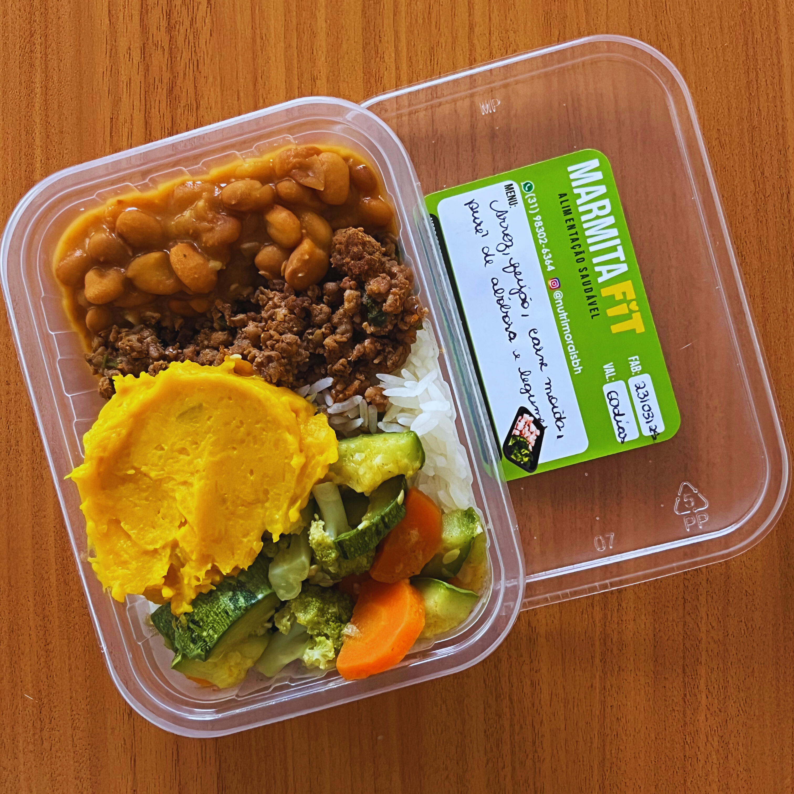 Arroz, Feijão, Carne Moída e Abóbora